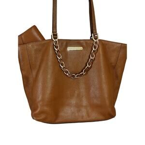 Michael Kors Tote & Wallet Harper Chain Handle Soft Pebbled Camel Brown Leather